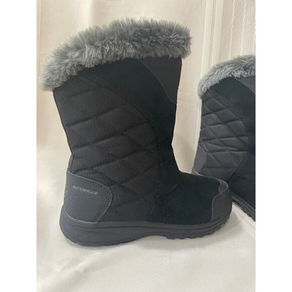 COLUMBIA BOOTS 200 GRAMS WINTER SNOW BLACK COZY FAUX FUR/ LEATHER SZ 7 GOTHCORE - Picture 8 of 13